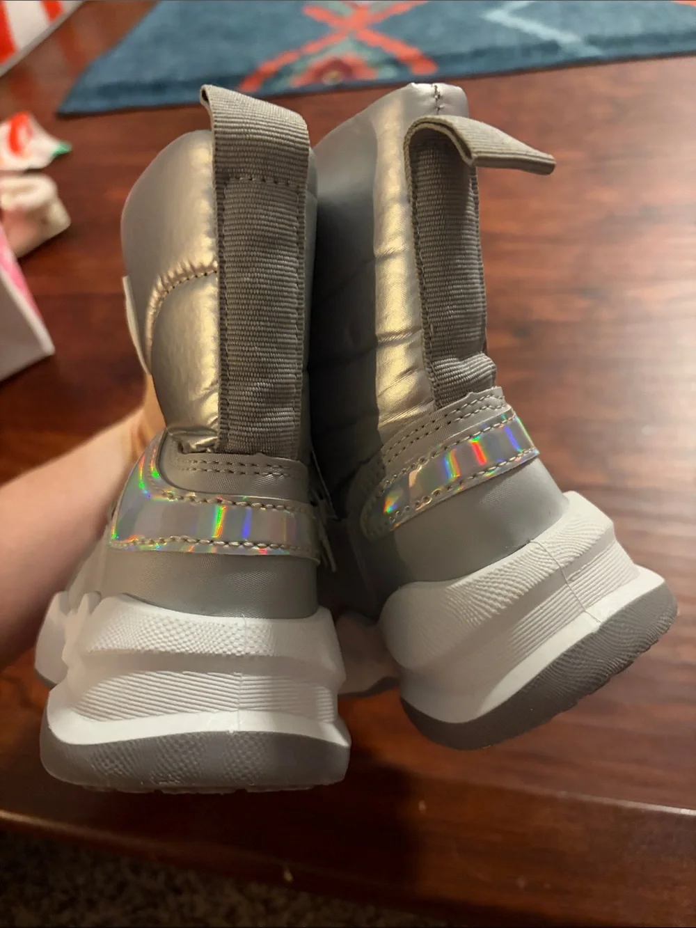 Kids' Metallic Silver Snow Boots